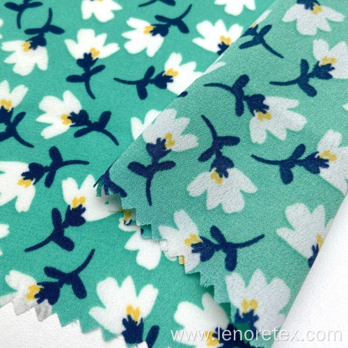 Polyester Woven Moss Crepe Small Floral Printed Fabric